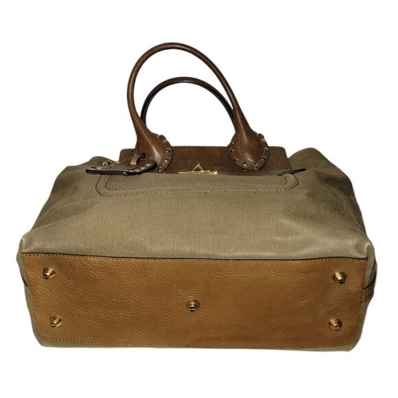 Emilio Pucci City Marquise Bag Studded Handle Leather and Canvas Handbag Satchel - Picture 6 of 17